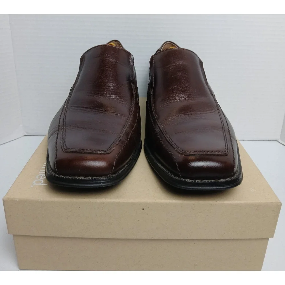 Joseph Abboud Burgundy‎ Leather Square Toe Slip-on Loafers 9.5 M Men's #1460